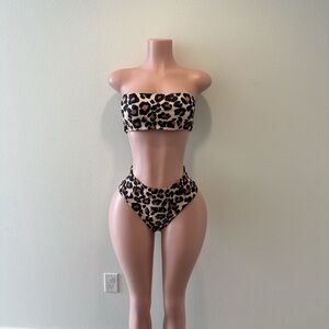 Leopard Print Bandeau Bikini